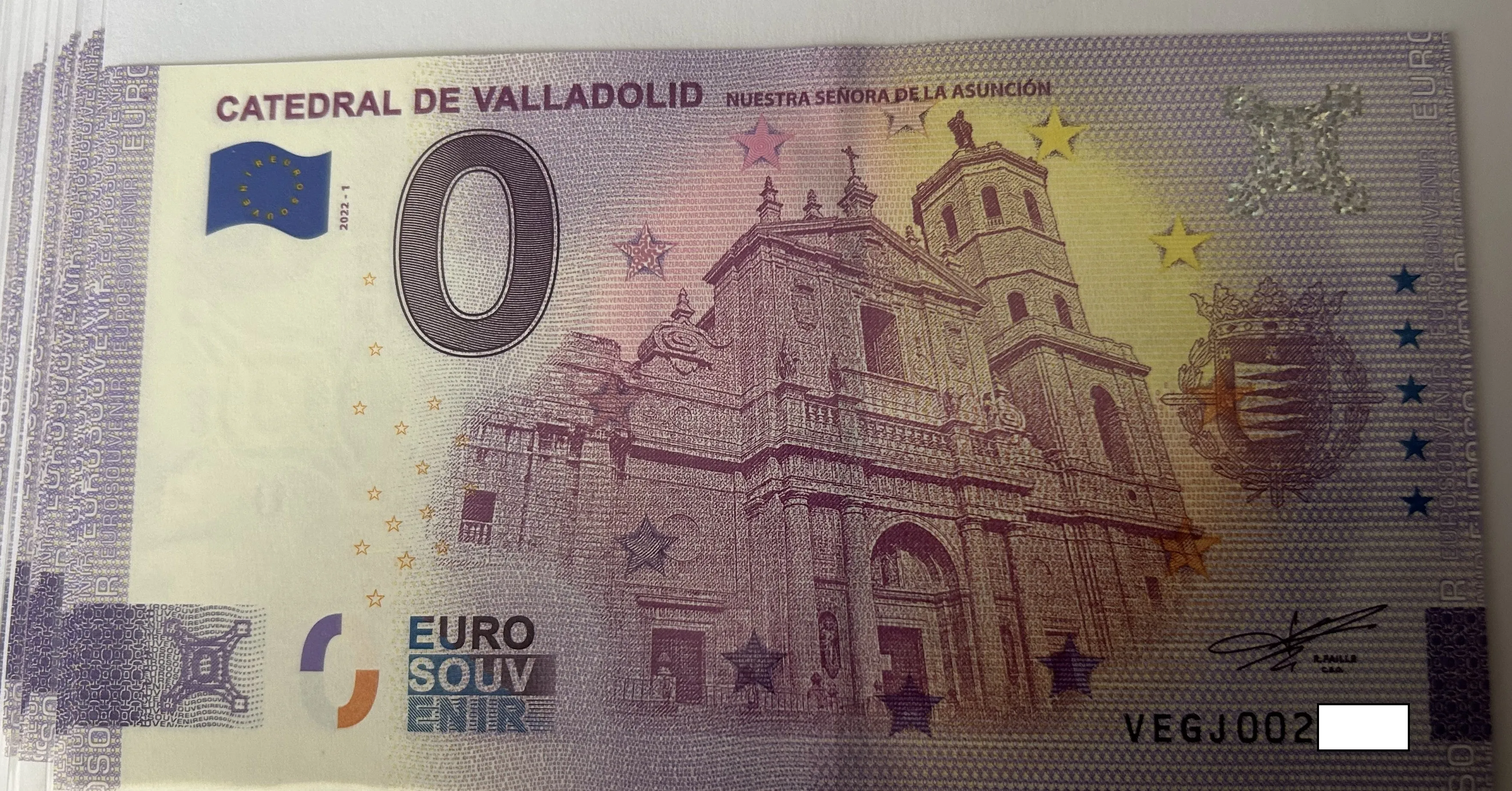 BILLETE 0 EURO ESPAÑA VEGJ 2022-1 CATEDRAL VALLADOLID ANNIVERSARY